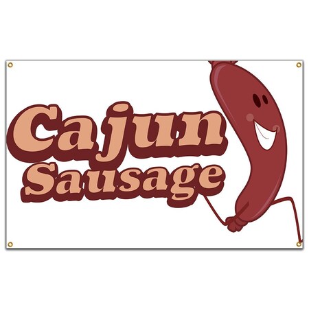 Signmission Cajun Sausage Banner Concession Stand Food Truck Single Sided B-72 Cajun Sausage19